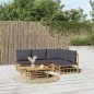 vidaXL Set de muebles de jardín 5 piezas bambú con cojines gris oscuro vidaXL Set de muebles de jardín 5 piezas bambú con cojines gris oscuro