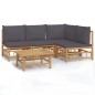 vidaXL Set de muebles de jardín 5 piezas bambú con cojines gris oscuro vidaXL Set de muebles de jardín 5 piezas bambú con cojines gris oscuro