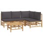 vidaXL Set de muebles de jardín 5 piezas bambú con cojines gris oscuro vidaXL Set de muebles de jardín 5 piezas bambú con cojines gris oscuro