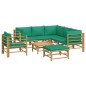 vidaXL Set de muebles de jardín 8 piezas bambú con cojines verde vidaXL Set de muebles de jardín 8 piezas bambú con cojines verde