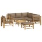 vidaXL Set de muebles de jardín 8 piezas bambú y cojines gris taupé
