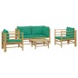 vidaXL Set de muebles de jardín 5 piezas bambú con cojines verde vidaXL Set de muebles de jardín 5 piezas bambú con cojines verde