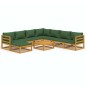 vidaXL Juego muebles de jardín 9 piezas madera maciza y cojines verdes