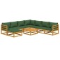 vidaXL Juego muebles de jardín 9 piezas madera maciza y cojines verdes