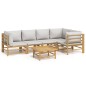 vidaXL Set de muebles de jardín 6 piezas bambú con cojines gris claro vidaXL Set de muebles de jardín 6 piezas bambú con cojines gris claro