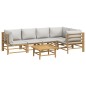 vidaXL Set de muebles de jardín 6 piezas bambú con cojines gris claro vidaXL Set de muebles de jardín 6 piezas bambú con cojines gris claro
