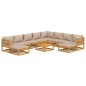 vidaXL Set muebles jardín 11 pzas madera maciza y cojines gris taupé