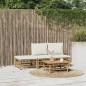 vidaXL Set de muebles de jardín 4 piezas bambú y cojines blanco crema vidaXL Set de muebles de jardín 4 piezas bambú y cojines blanco crema