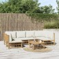 vidaXL Set de muebles de jardín 7 piezas bambú y cojines blanco crema vidaXL Set de muebles de jardín 7 piezas bambú y cojines blanco crema