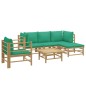 vidaXL Set de muebles de jardín 6 piezas bambú con cojines verde vidaXL Set de muebles de jardín 6 piezas bambú con cojines verde