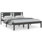 vidaXL Estructura de cama madera maciza gris king size 150x200 cm vidaXL Estructura de cama madera maciza gris king size 150x200 cm
