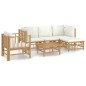 vidaXL Set de muebles de jardín 6 piezas bambú y cojines blanco crema vidaXL Set de muebles de jardín 6 piezas bambú y cojines blanco crema