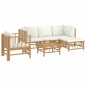 vidaXL Set de muebles de jardín 6 piezas bambú y cojines blanco crema vidaXL Set de muebles de jardín 6 piezas bambú y cojines blanco crema