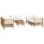 vidaXL Set de muebles de jardín 9 piezas bambú y cojines blanco crema vidaXL Set de muebles de jardín 9 piezas bambú y cojines blanco crema