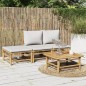 vidaXL Set de muebles de jardín 4 piezas bambú y cojines gris claro vidaXL Set de muebles de jardín 4 piezas bambú y cojines gris claro