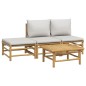 vidaXL Set de muebles de jardín 4 piezas bambú y cojines gris claro vidaXL Set de muebles de jardín 4 piezas bambú y cojines gris claro