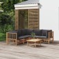 vidaXL Set de muebles de jardín 6 piezas bambú con cojines gris oscuro vidaXL Set de muebles de jardín 6 piezas bambú con cojines gris oscuro