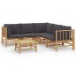 vidaXL Set de muebles de jardín 6 piezas bambú con cojines gris oscuro vidaXL Set de muebles de jardín 6 piezas bambú con cojines gris oscuro