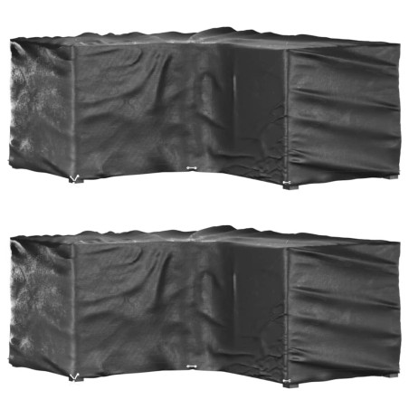 vidaXL Fundas muebles jardín forma de L 2 uds 16 ojales 215x215x90 cm
