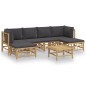 vidaXL Set de muebles de jardín 7 piezas bambú con cojines gris oscuro vidaXL Set de muebles de jardín 7 piezas bambú con cojines gris oscuro