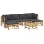 vidaXL Set de muebles de jardín 7 piezas bambú con cojines gris oscuro vidaXL Set de muebles de jardín 7 piezas bambú con cojines gris oscuro