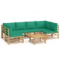 vidaXL Set de muebles de jardín 7 piezas bambú con cojines verde vidaXL Set de muebles de jardín 7 piezas bambú con cojines verde