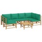 vidaXL Set de muebles de jardín 7 piezas bambú con cojines verde vidaXL Set de muebles de jardín 7 piezas bambú con cojines verde