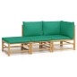 vidaXL Set de muebles de jardín 3 piezas bambú con cojines verde vidaXL Set de muebles de jardín 3 piezas bambú con cojines verde