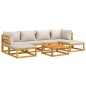vidaXL Set muebles de jardín 7 pzas madera maciza y cojines gris claro vidaXL Set muebles de jardín 7 pzas madera maciza y cojines gris claro