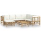vidaXL Set de muebles de jardín 8 piezas bambú y cojines blanco crema vidaXL Set de muebles de jardín 8 piezas bambú y cojines blanco crema