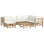 vidaXL Set de muebles de jardín 8 piezas bambú y cojines blanco crema vidaXL Set de muebles de jardín 8 piezas bambú y cojines blanco crema