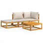vidaXL Set muebles de jardín 4 pzas madera maciza y cojines gris claro vidaXL Set muebles de jardín 4 pzas madera maciza y cojines gris claro