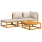 vidaXL Set muebles de jardín 4 pzas madera maciza y cojines gris claro vidaXL Set muebles de jardín 4 pzas madera maciza y cojines gris claro