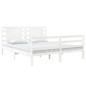 vidaXL Estructura de cama matrimonial madera de pino blanca 135x190 cm vidaXL Estructura de cama matrimonial madera de pino blanca 135x190 cm