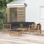 vidaXL Set de muebles de jardín 8 piezas bambú con cojines gris oscuro vidaXL Set de muebles de jardín 8 piezas bambú con cojines gris oscuro