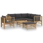 vidaXL Set de muebles de jardín 8 piezas bambú con cojines gris oscuro vidaXL Set de muebles de jardín 8 piezas bambú con cojines gris oscuro