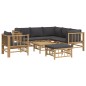 vidaXL Set de muebles de jardín 8 piezas bambú con cojines gris oscuro vidaXL Set de muebles de jardín 8 piezas bambú con cojines gris oscuro