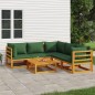 vidaXL Juego muebles de jardín 6 piezas madera maciza y cojines verdes vidaXL Juego muebles de jardín 6 piezas madera maciza y cojines verdes