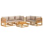 vidaXL Set muebles de jardín 6 pzas madera maciza y cojines gris taupé