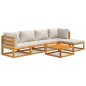 vidaXL Set muebles de jardín 6 pzas madera maciza y cojines gris claro vidaXL Set muebles de jardín 6 pzas madera maciza y cojines gris claro