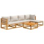 vidaXL Set muebles de jardín 6 pzas madera maciza y cojines gris claro vidaXL Set muebles de jardín 6 pzas madera maciza y cojines gris claro