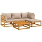 vidaXL Set muebles de jardín 5 pzas madera maciza y cojines gris taupé vidaXL Set muebles de jardín 5 pzas madera maciza y cojines gris taupé