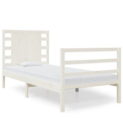 vidaXL Estructura de cama individual madera maciza blanco 75x190 cm