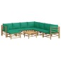 vidaXL Set de muebles de jardín 9 piezas bambú con cojines verde