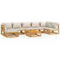 vidaXL Set muebles de jardín 8 pzas madera maciza y cojines gris claro vidaXL Set muebles de jardín 8 pzas madera maciza y cojines gris claro