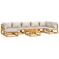 vidaXL Set muebles de jardín 8 pzas madera maciza y cojines gris claro vidaXL Set muebles de jardín 8 pzas madera maciza y cojines gris claro