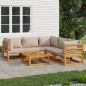 vidaXL Set muebles de jardín 6 pzas madera maciza y cojines gris taupé vidaXL Set muebles de jardín 6 pzas madera maciza y cojines gris taupé