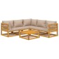 vidaXL Set muebles de jardín 6 pzas madera maciza y cojines gris taupé vidaXL Set muebles de jardín 6 pzas madera maciza y cojines gris taupé