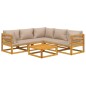 vidaXL Set muebles de jardín 6 pzas madera maciza y cojines gris taupé vidaXL Set muebles de jardín 6 pzas madera maciza y cojines gris taupé
