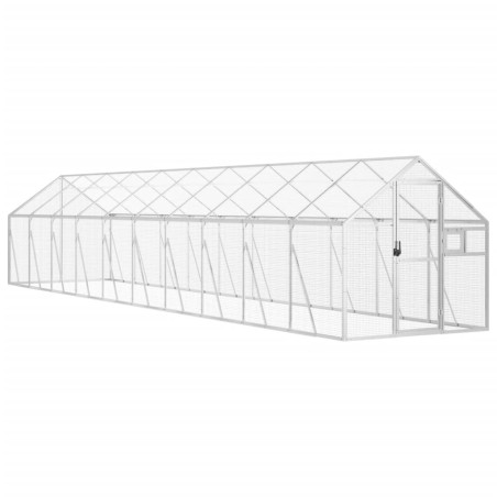 vidaXL Pajarera de aluminio color plateado 1,79x10x1,85 m